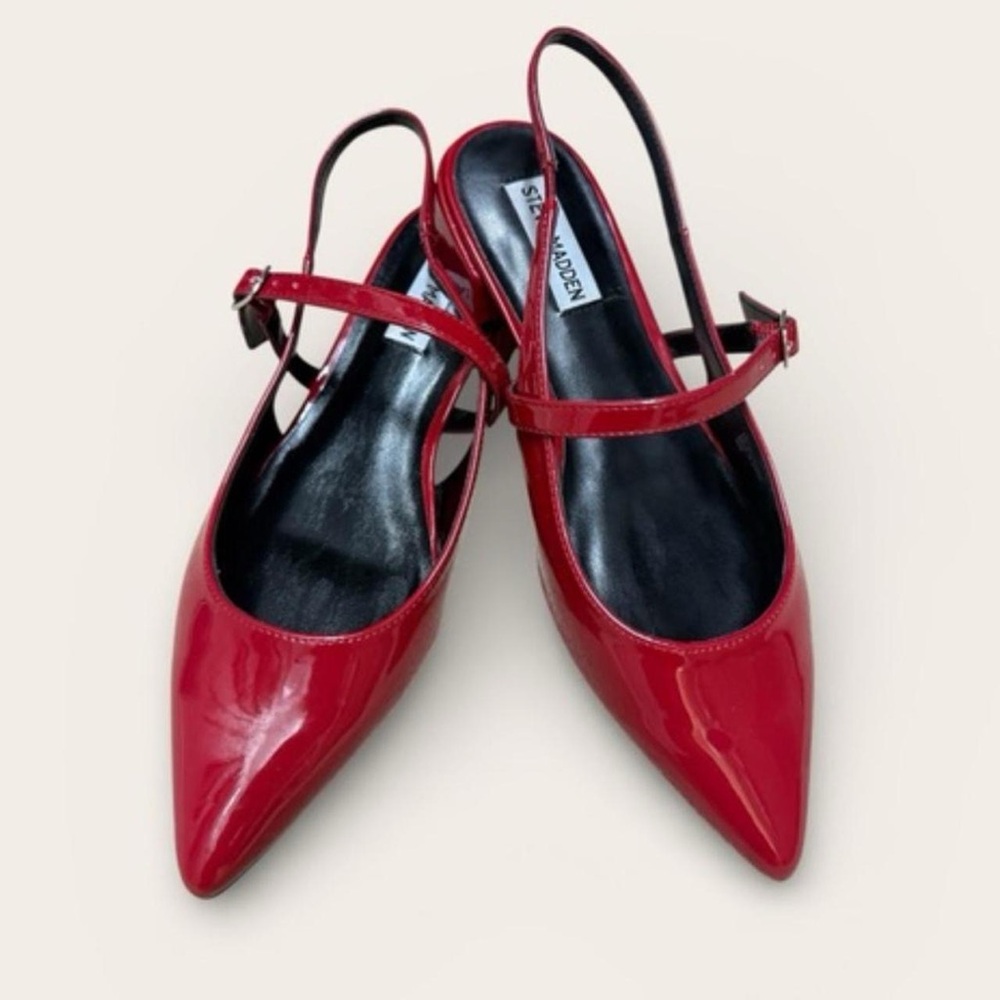 Steve Madden Red Patent Pointed Slingback Flats